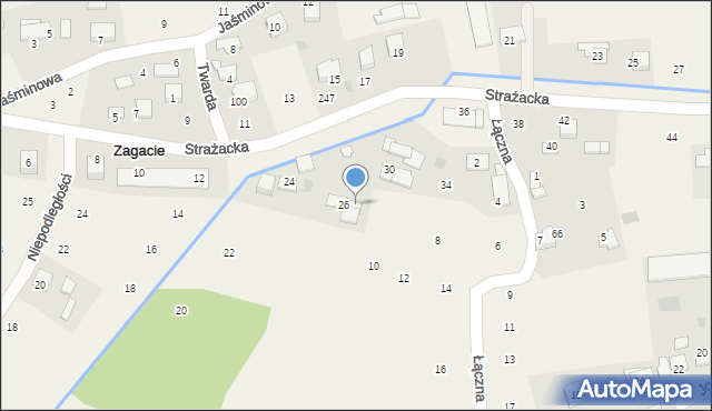 Zagacie, Strażacka, 28, mapa Zagacie