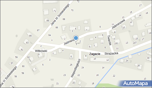 Zagacie, Strażacka, 3, mapa Zagacie