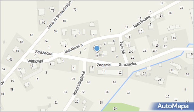 Zagacie, Strażacka, 5, mapa Zagacie