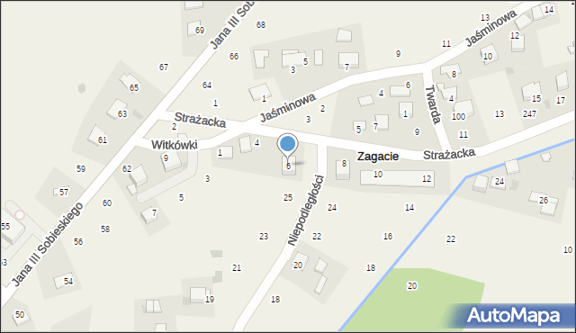 Zagacie, Strażacka, 6, mapa Zagacie