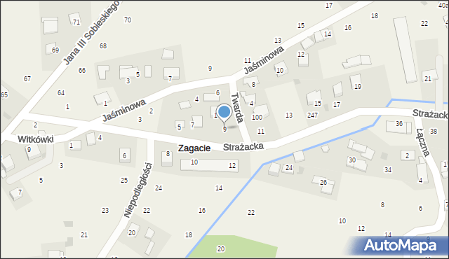 Zagacie, Strażacka, 9, mapa Zagacie