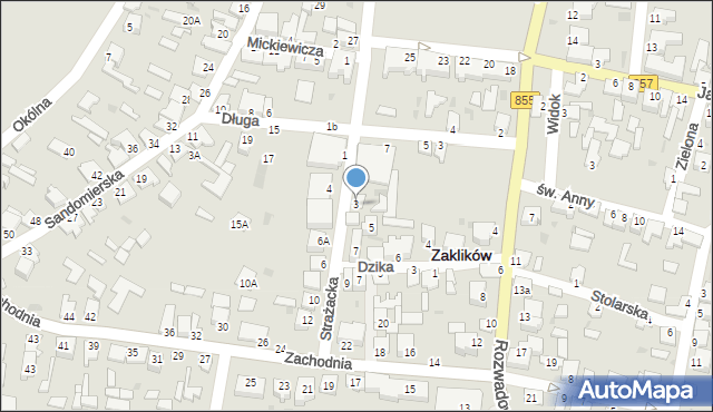 Zaklików, Strażacka, 3, mapa Zaklików