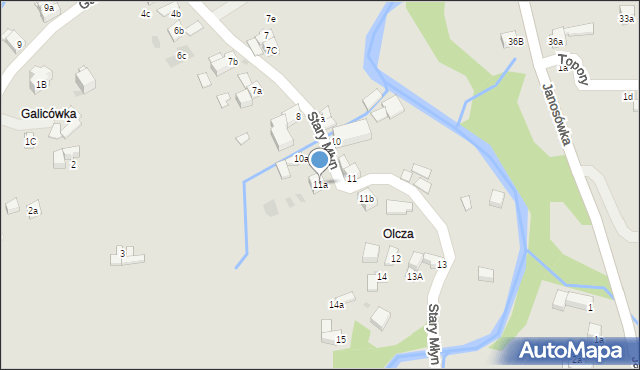 Zakopane, Stary Młyn, 11a, mapa Zakopanego