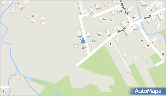 Zakopane, Struga Andrzeja, 24, mapa Zakopanego