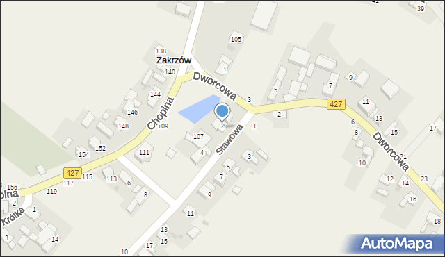 Zakrzów, Stawowa, 2a, mapa Zakrzów