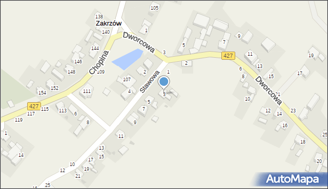 Zakrzów, Stawowa, 3, mapa Zakrzów