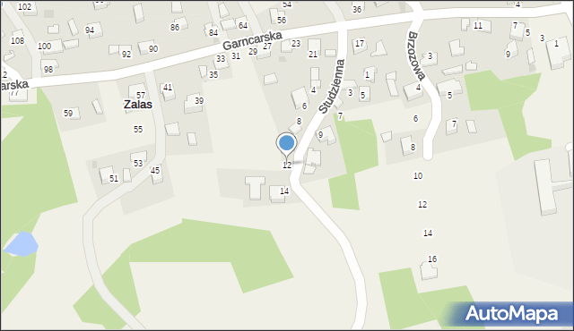 Zalas, Studzienna, 12, mapa Zalas