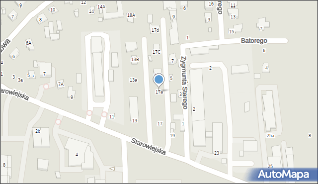 Zamość, Starowiejska, 17a, mapa Zamościa