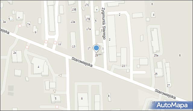 Zamość, Starowiejska, 19, mapa Zamościa