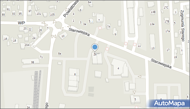 Zamość, Starowiejska, 2b, mapa Zamościa