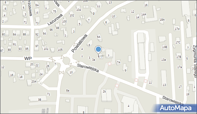 Zamość, Starowiejska, 5, mapa Zamościa