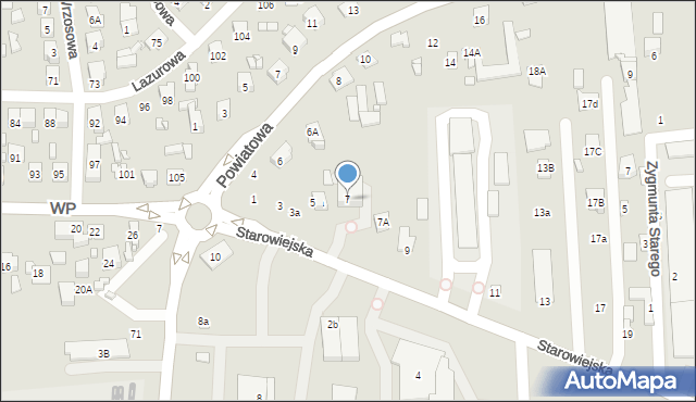 Zamość, Starowiejska, 7, mapa Zamościa