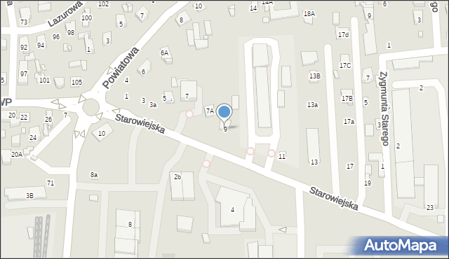 Zamość, Starowiejska, 9, mapa Zamościa