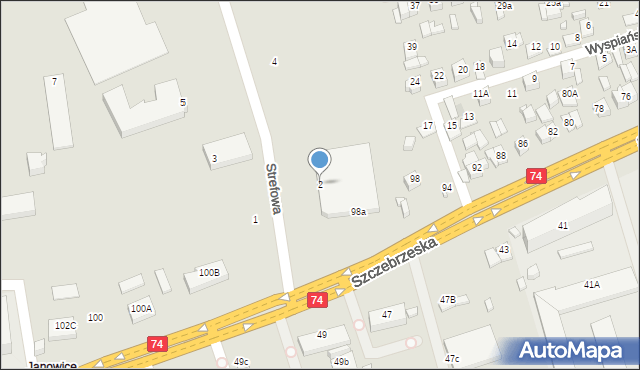 Zamość, Strefowa, 2, mapa Zamościa