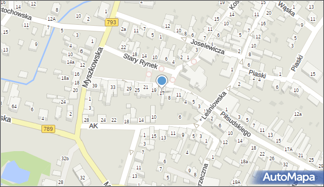 Żarki, Stary Rynek, 17, mapa Żarki