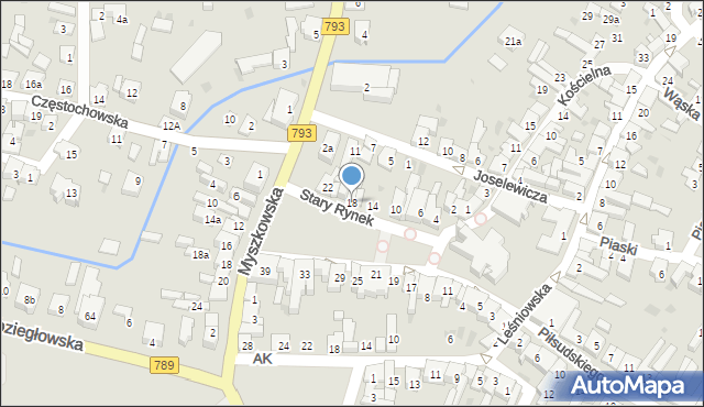 Żarki, Stary Rynek, 18, mapa Żarki