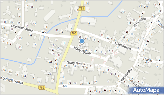 Żarki, Stary Rynek, 20, mapa Żarki