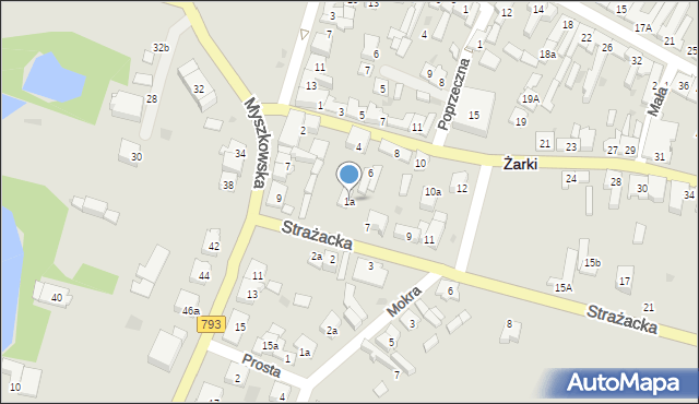 Żarki, Strażacka, 1a, mapa Żarki