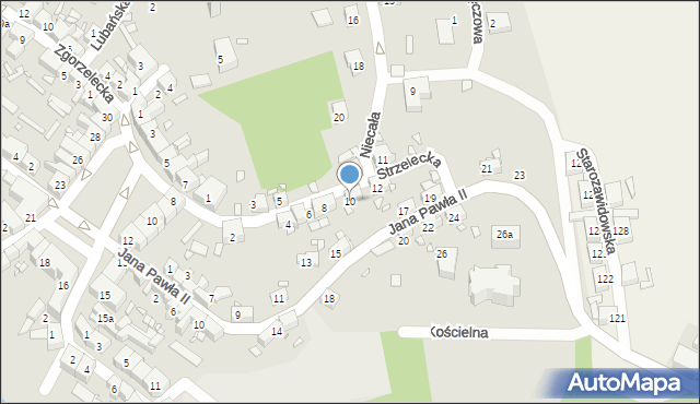 Zawidów, Strzelecka, 10, mapa Zawidów