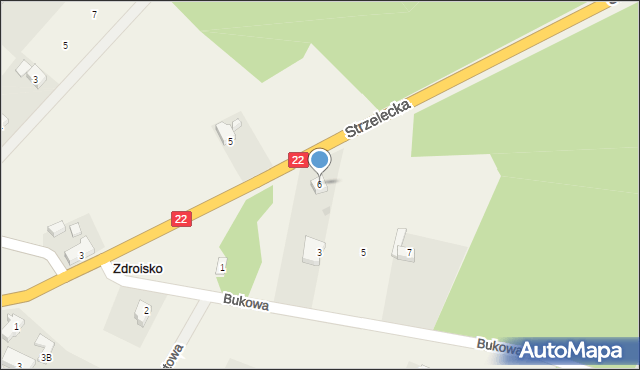 Zdroisko, Strzelecka, 6, mapa Zdroisko