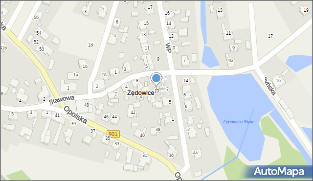 Żędowice, Stawowa, 10, mapa Żędowice