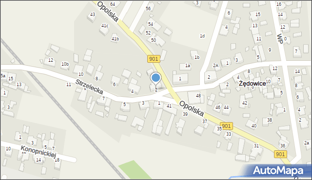 Żędowice, Strzelecka, 2, mapa Żędowice
