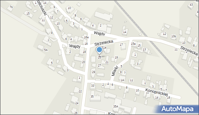 Żędowice, Strzelecka, 25, mapa Żędowice