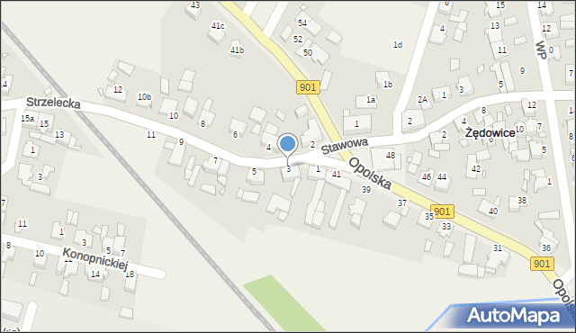 Żędowice, Strzelecka, 3, mapa Żędowice