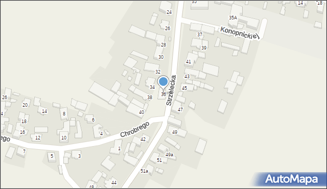 Żędowice, Strzelecka, 36, mapa Żędowice