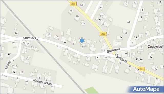 Żędowice, Strzelecka, 6, mapa Żędowice