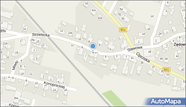 Żędowice, Strzelecka, 7, mapa Żędowice