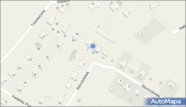 Zieleniewo, Storczykowa, 9, mapa Zieleniewo