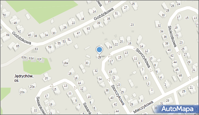 Zielona Góra, Storczykowa, 28, mapa Zielona Góra