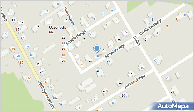 Zielona Góra, Strzeleckiego Pawła, 19, mapa Zielona Góra