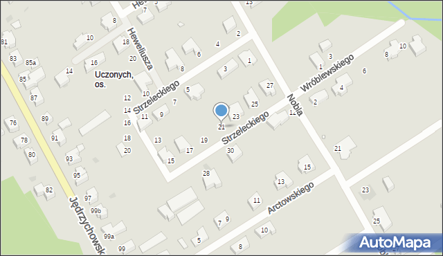 Zielona Góra, Strzeleckiego Pawła, 21, mapa Zielona Góra