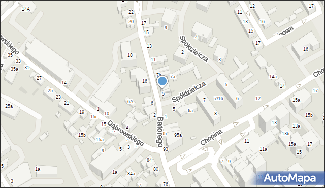 Zielona Góra, Stefana Batorego, 5, mapa Zielona Góra