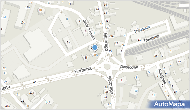 Zielona Góra, Stefana Batorego, 38A, mapa Zielona Góra