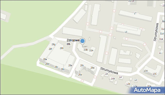 Zielona Góra, Strumykowa, 33C, mapa Zielona Góra