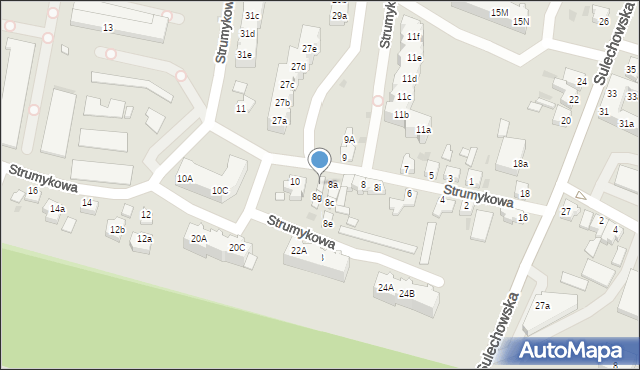 Zielona Góra, Strumykowa, 8h, mapa Zielona Góra