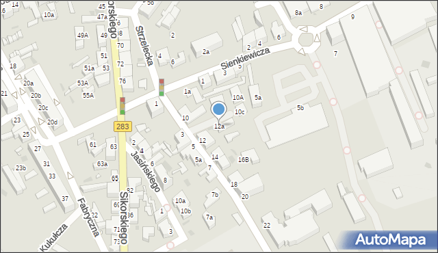 Zielona Góra, Strzelecka, 12a, mapa Zielona Góra