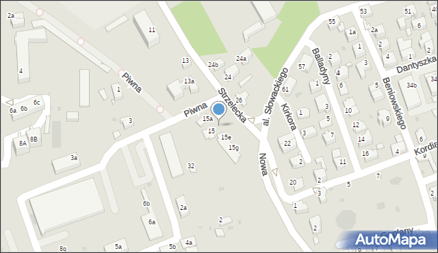 Zielona Góra, Strzelecka, 15c, mapa Zielona Góra