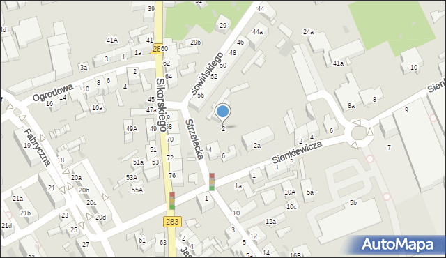 Zielona Góra, Strzelecka, 2, mapa Zielona Góra