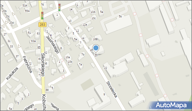 Zielona Góra, Strzelecka, 20, mapa Zielona Góra