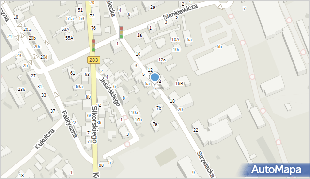 Zielona Góra, Strzelecka, 7, mapa Zielona Góra