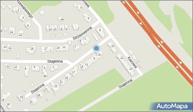 Zielona Góra, Stajenna, 3, mapa Zielona Góra