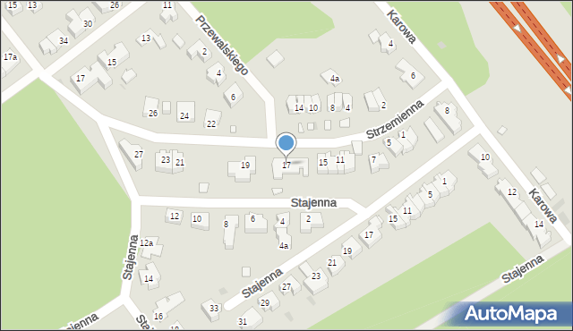 Zielona Góra, Strzemienna, 17, mapa Zielona Góra