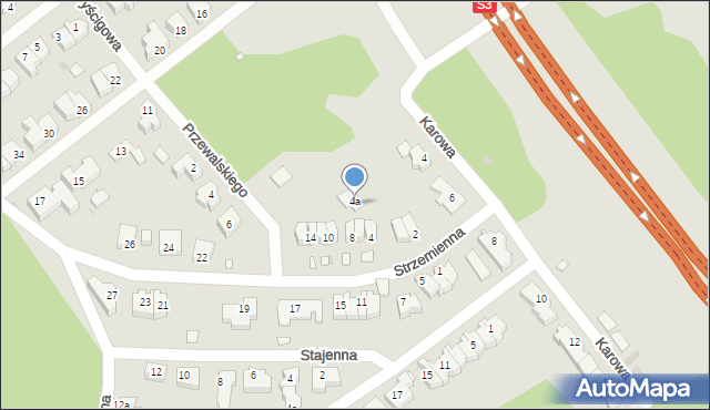 Zielona Góra, Strzemienna, 4a, mapa Zielona Góra