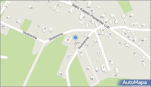 Zielona Góra, Studzienna, 16, mapa Zielona Góra