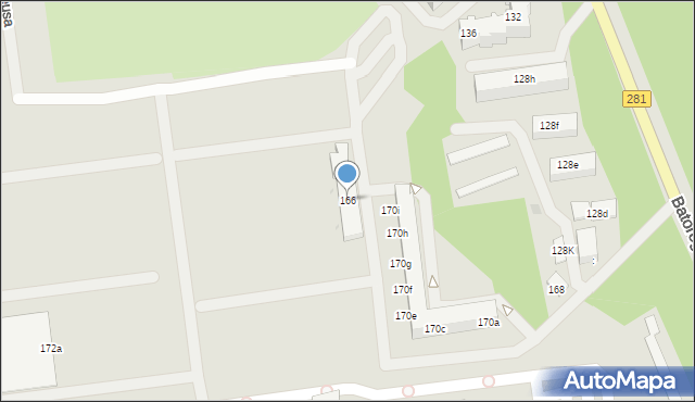 Zielona Góra, Stefana Batorego, 166, mapa Zielona Góra