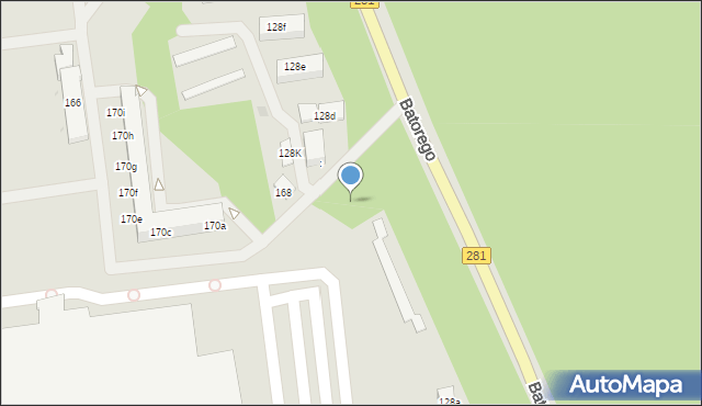 Zielona Góra, Stefana Batorego, 174, mapa Zielona Góra